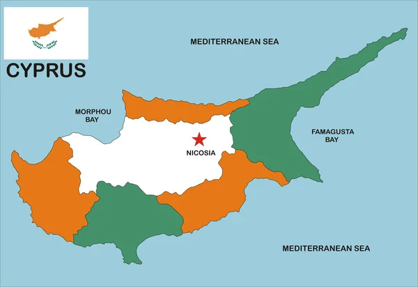 Mapa Polityczna Kraju Cypr Sąsiadami Flaga Narodowa — Zdjęcie stockowe