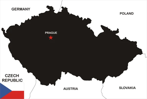 Πολιτικό Χάρτη Της Χώρας Τσεχία Τους Γείτονες Και Εθνική Σημαία — Φωτογραφία Αρχείου