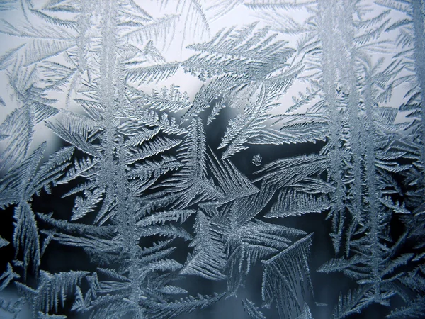 Snö mönster på vintern fönster — Stockfoto