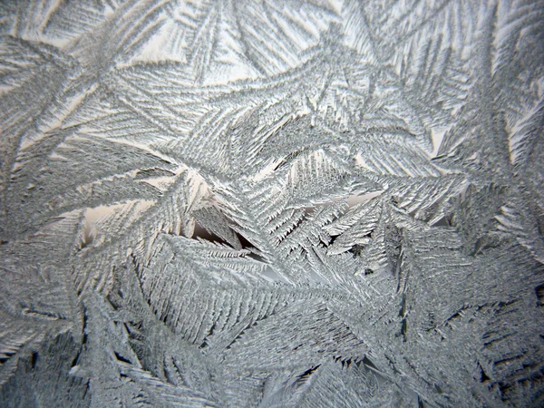 Морозний Візерунок Снігу Зимовому Вікні — стокове фото