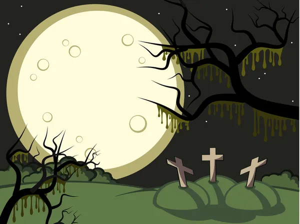 Moon and graves — Stock Vector
