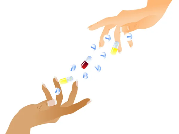 Tabletten in der Hand — Stockvektor