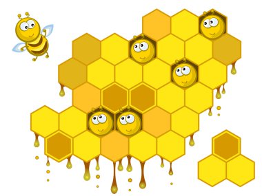 Bees and honeycombs clipart