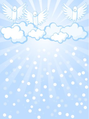 Angels and snowfall clipart