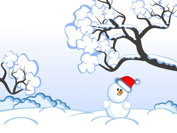 クリスマス-雪だるま — ストックベクタ