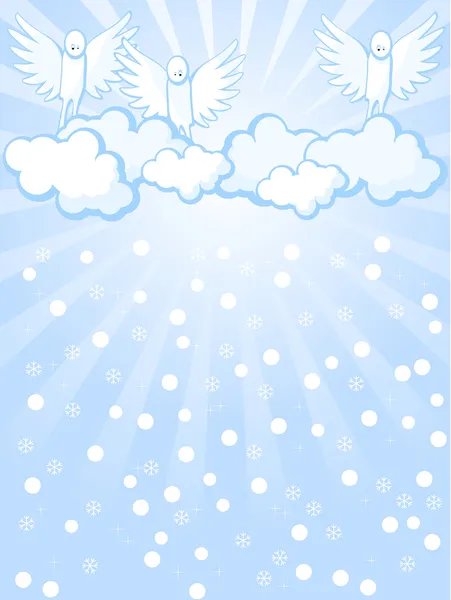 Angels and snowfall — Stock Vector
