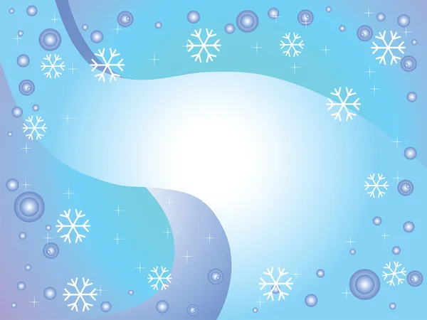 Blue Winter Background Abstraction Snowfall Flying Snowflakes — Stock Vector