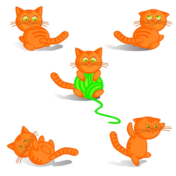 Set Isoleren Rode Kittens Komische Vrolijk Cijfers Het Symbool Van Rechtenvrije Stockillustraties