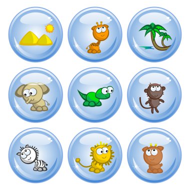 African animals buttons clipart
