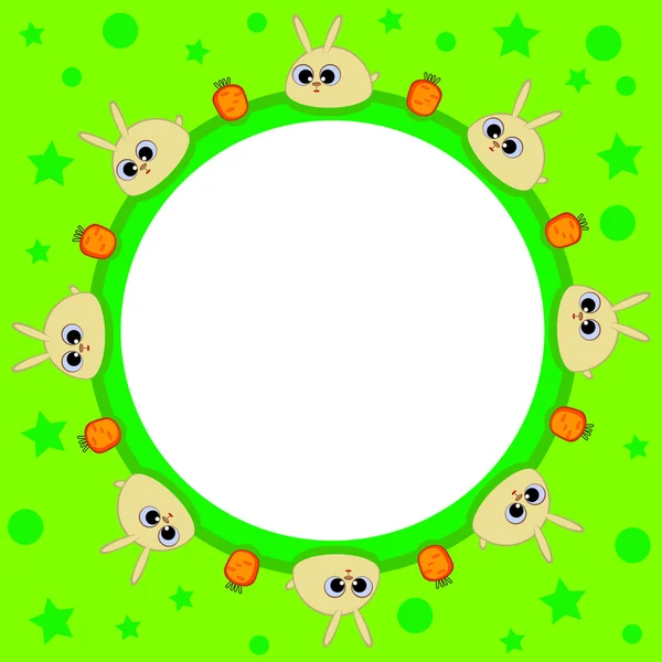 Μέσα Ένα Στρογγυλό Σχήμα Παιδιά Πράσινο Χαριτωμένα Κουνελάκια Και Καρότα Royalty Free Διανύσματα Αρχείου