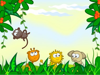 Comical jungle background clipart