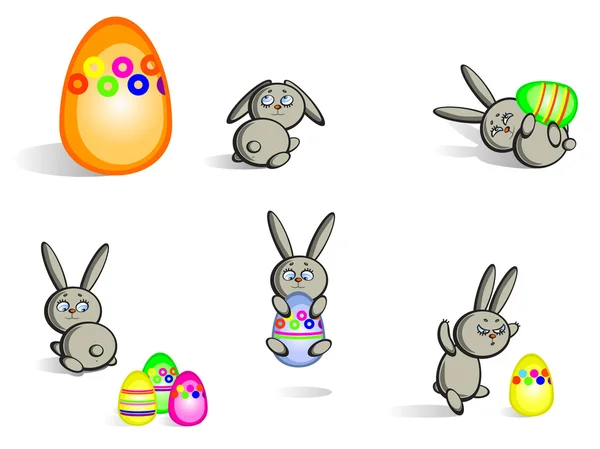 Easter bunnies isolated — Stock Vector