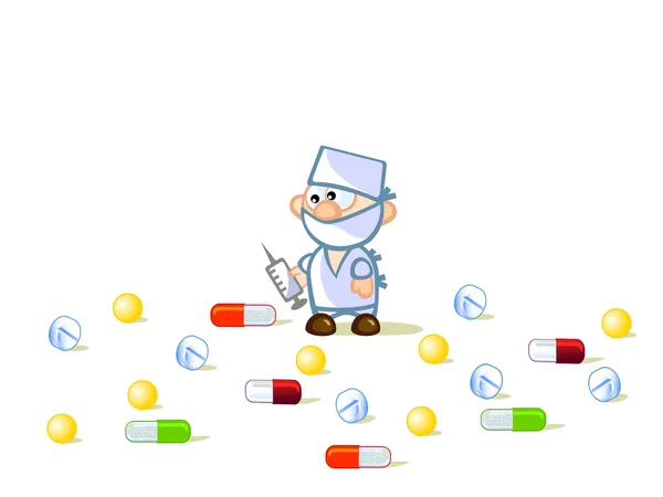 Médecin et pilules — Image vectorielle