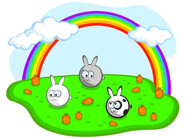 Rabbits on the lawn — Stock Vector