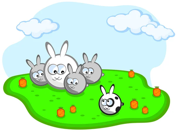Família de coelhos — Vetor de Stock