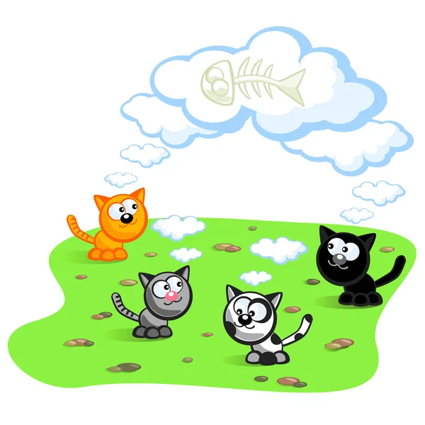 Vier katten — Stockvector