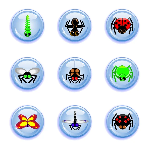 Набор кнопок насекомых — стоковый вектор