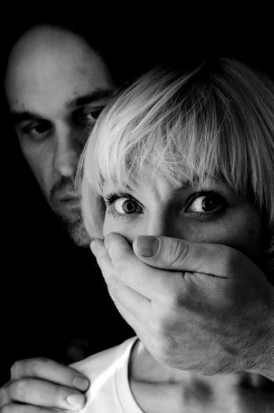 Häusliche Gewalt Schwarz Und Weiß — Stockfoto