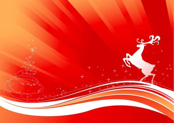 驯鹿和闪耀的圣诞树 — 图库矢量图片
