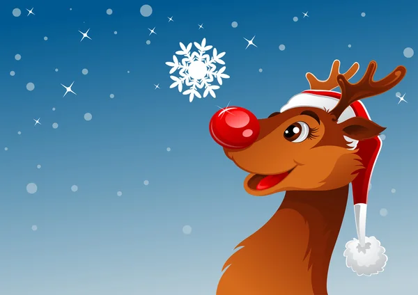 Reindeer and snowflake — Stock Vector