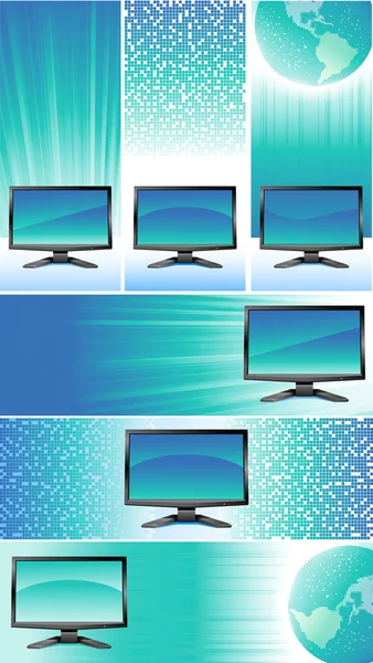 Banners with monitors — Stock Vector