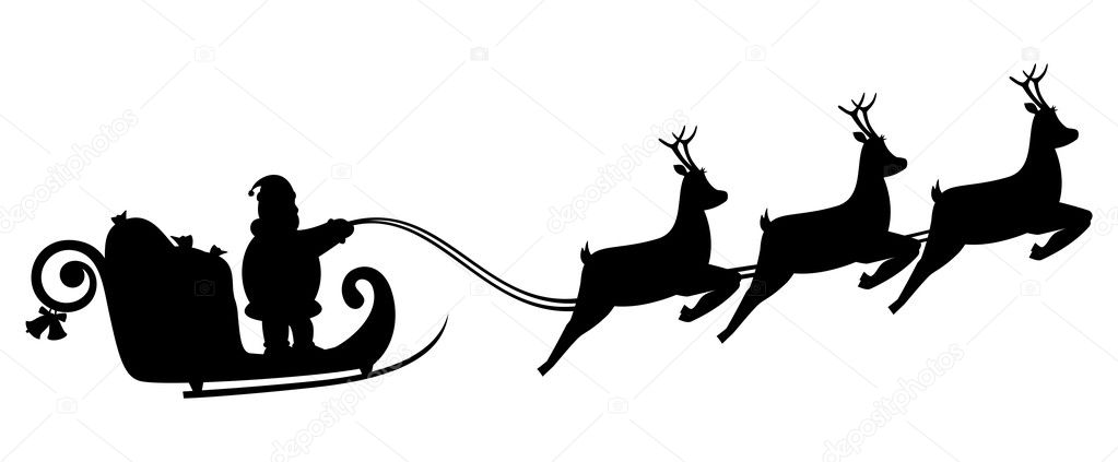 Santa Claus fly in a sleigh
