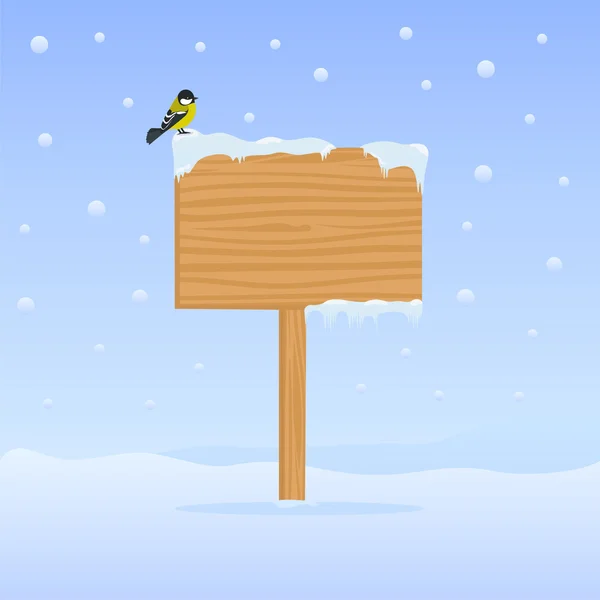 Winter houten bord — Stockvector