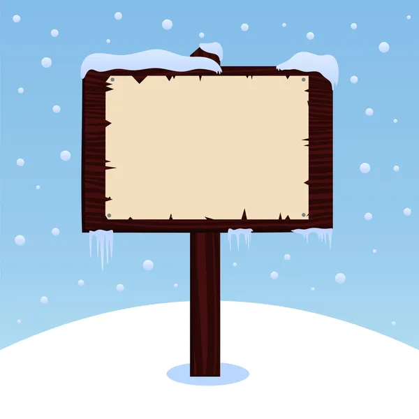 Signo de madera en invierno — Archivo Imágenes Vectoriales