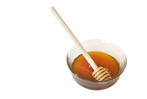 벌 꿀과 유리 그릇 — 스톡 사진