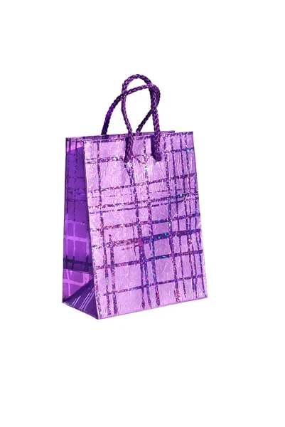 Decorative Lilac Bag Prezent Isolated White Background — Stock Photo, Image