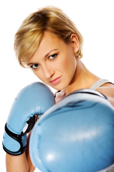 拳击的女人 — 图库照片
