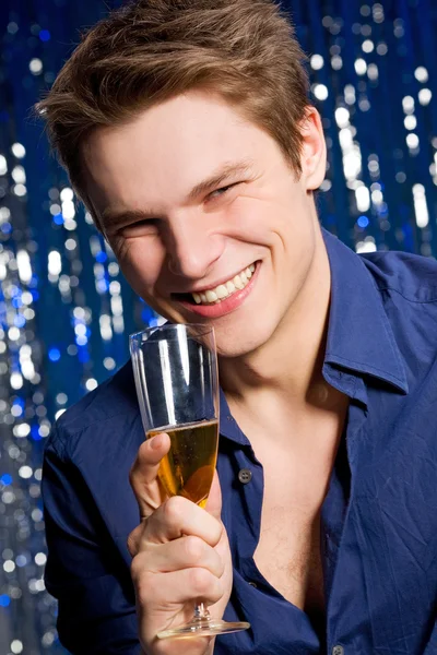 Şampanya ile adam — Stok fotoğraf