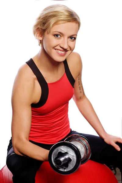 Frau Macht Fitnesstraining — Stockfoto