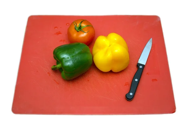 sebze ve mutfak tahtaya yalan bir bıçak