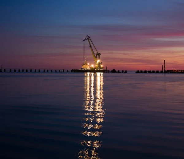 stock image Floating crane at night