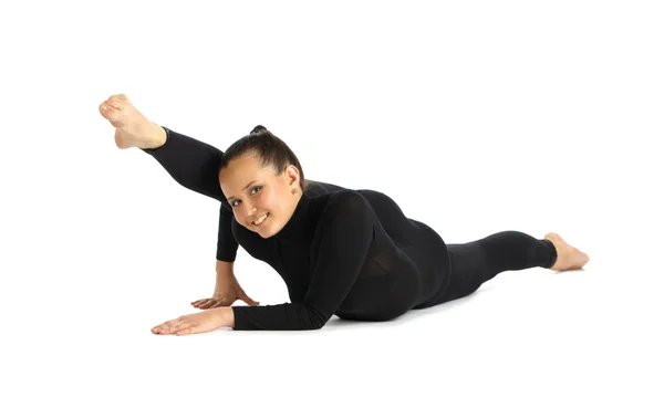 Studiofotografie Van Jonge Professionele Gymnastische Poseren Geïsoleerd Wit — Stockfoto
