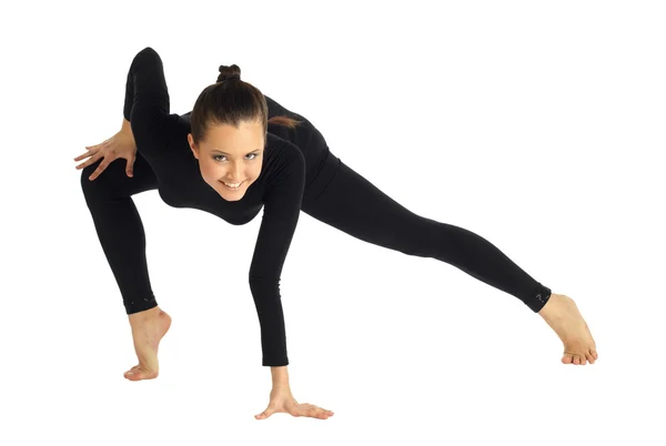 Studiové Fotografie Mladých Profesionálních Gymnastických Představuje Izolované Bílém — Stock fotografie