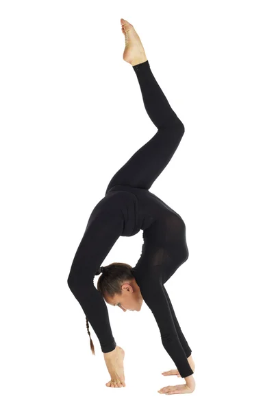Gymnastic posing on white — Stock Photo, Image