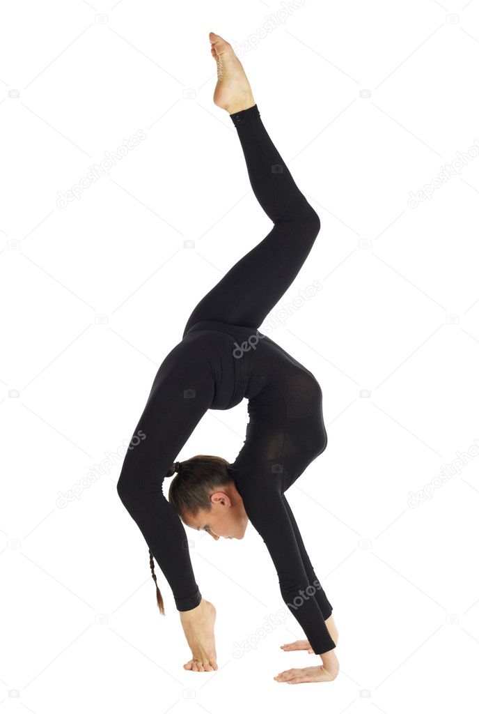Gymnastic posing on white
