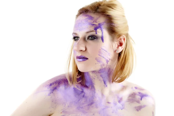 Portrait with purple ink — Stockfoto