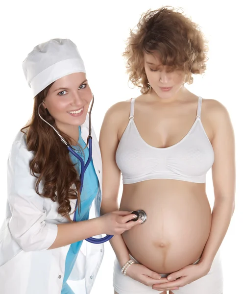 Medico con donna incinta — Foto Stock