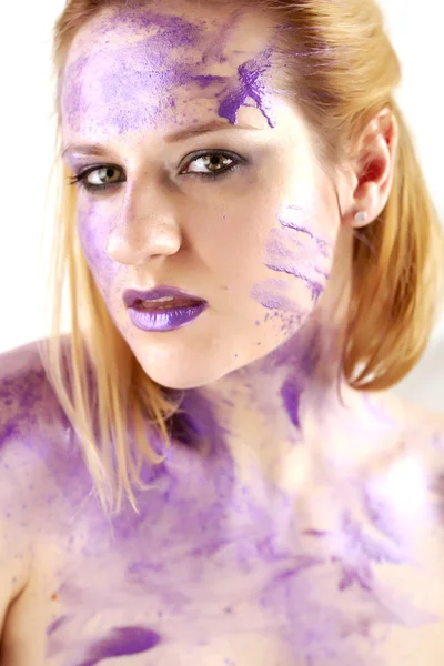 Portrait with purple ink Stock Photo