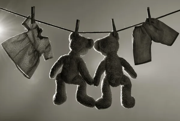 Toys on clothes line — Stock Photo, Image