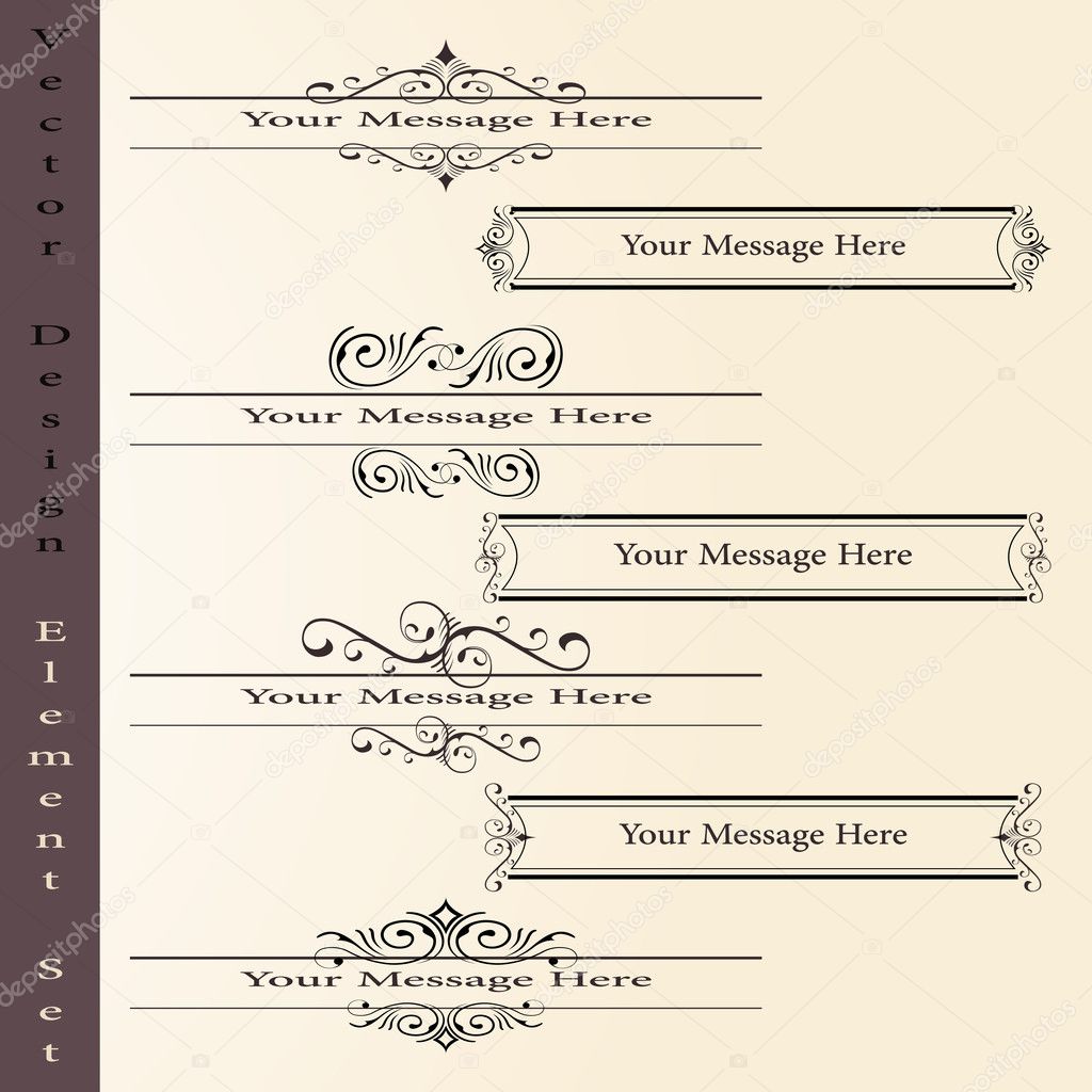 The vector set of design elements in vintage style - vector illustration