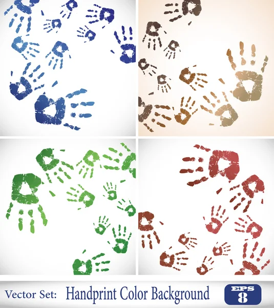 The vector handprint color background set — Stock Vector