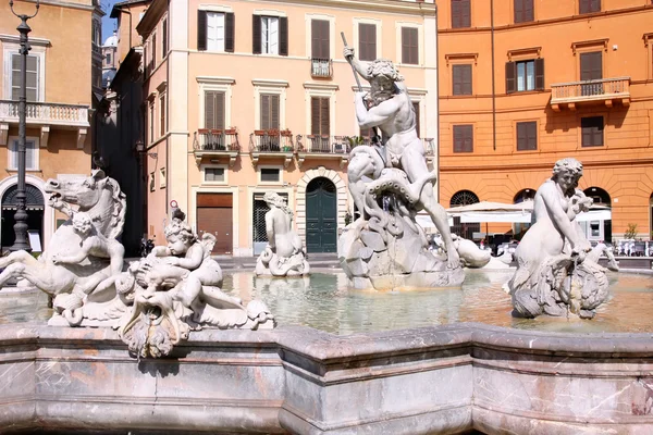 Piazza Navona, Fuente de Neptuno en Roma — Foto de Stock