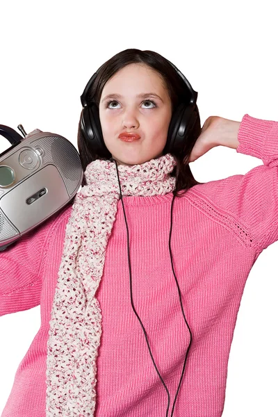 Mooi meisje luisteren muziek — Stockfoto