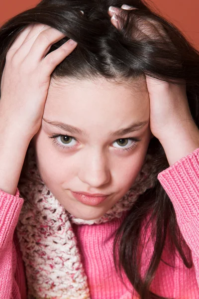 Retrato de menina infeliz — Fotografia de Stock
