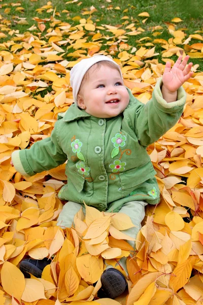 Μωρό σε ένα πάρκο φθινόπωρο — Φωτογραφία Αρχείου