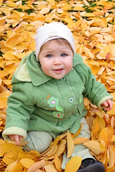 Baby at a park in Autumn — Stock Photo, Image